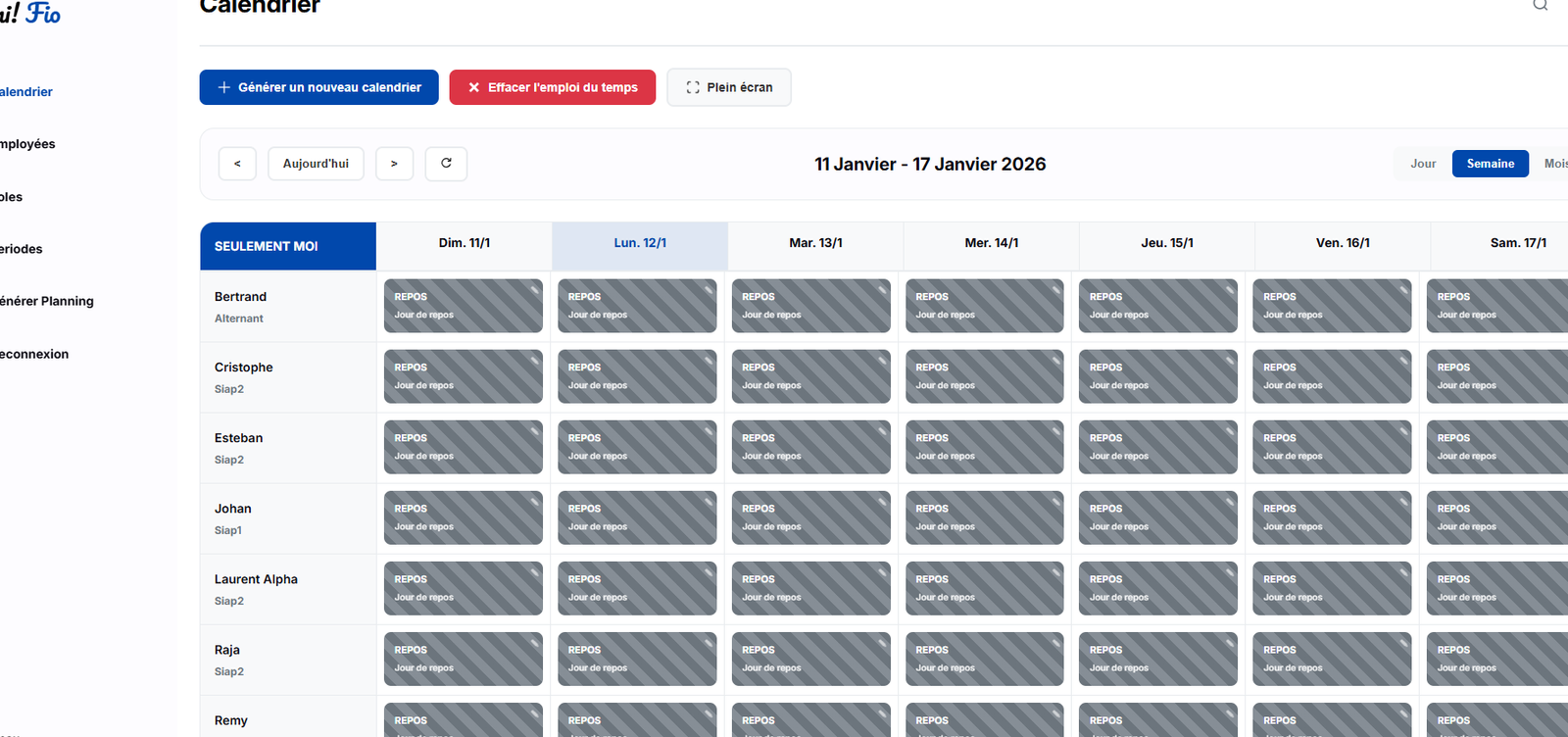 Gestion employés - Interface de gestion des employés