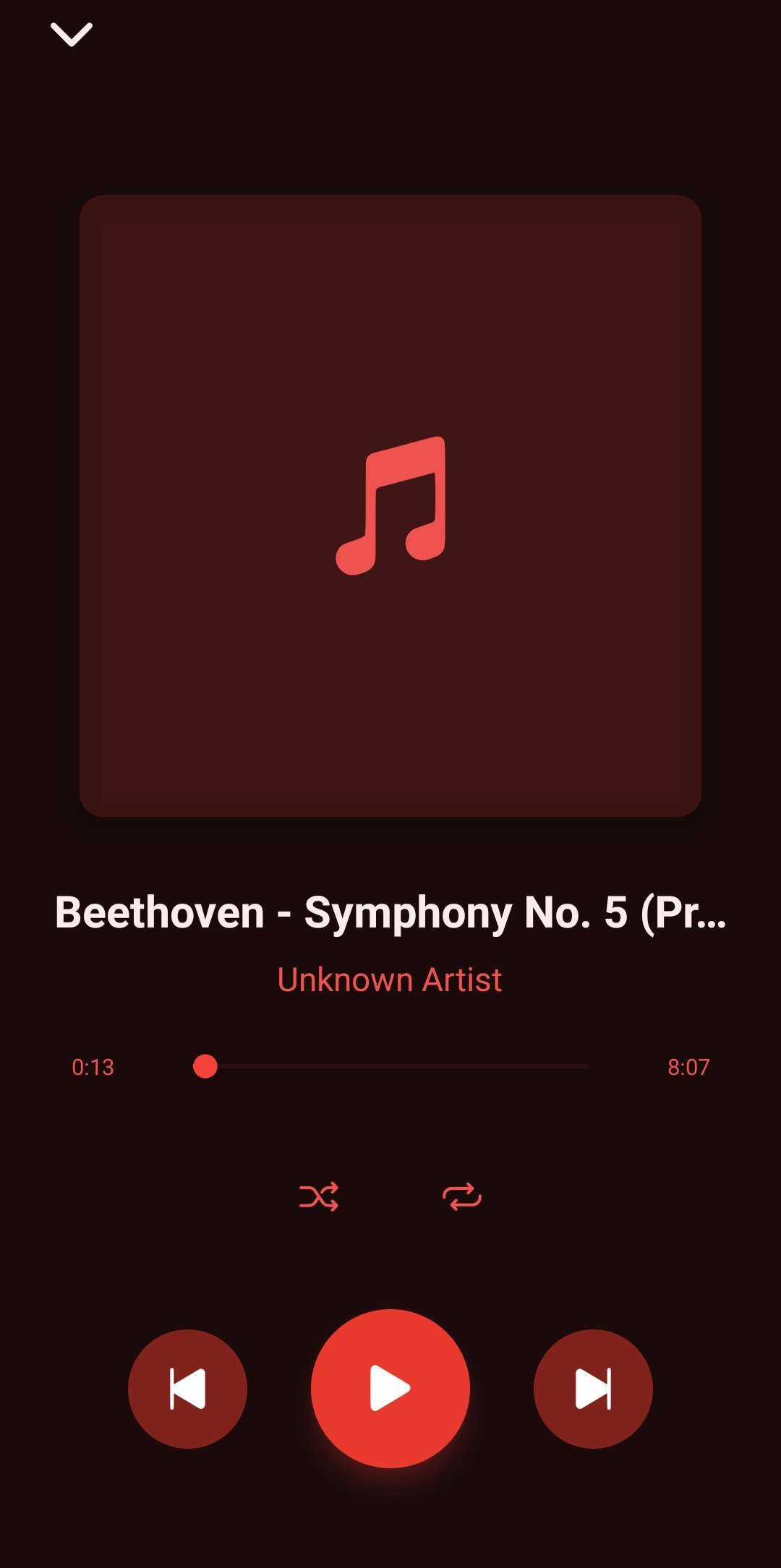 Player - Vue du player de musique